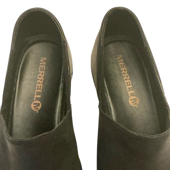 Merrell Emma Black Nubuck Leather Slip-on Clog Shoe Closed Back Size-9.5 - Picture 5 of 13